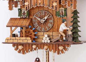 Cuckoo and musical clocks with 1-day rack movement